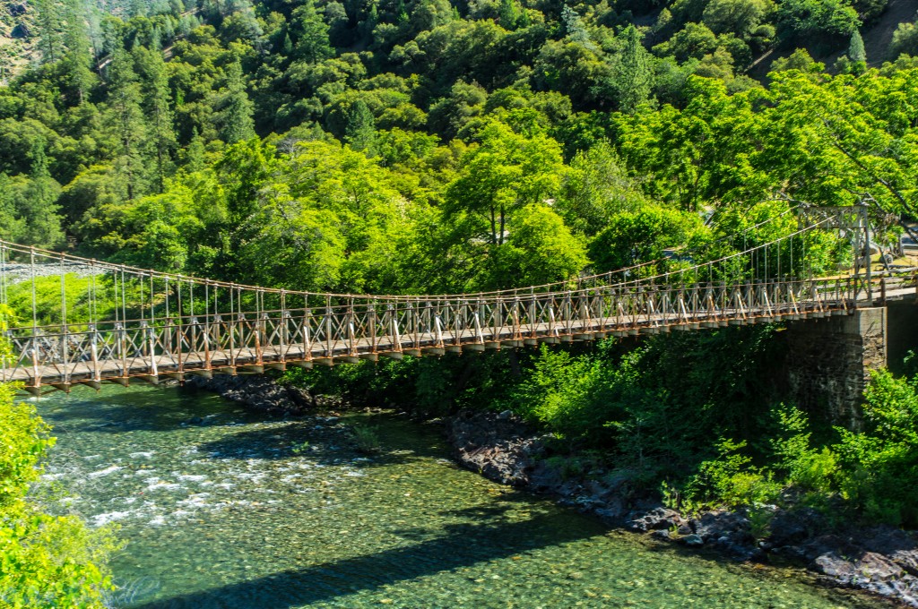 A view of the Old Iowa Hill Bridge and Mineral Bar Campground