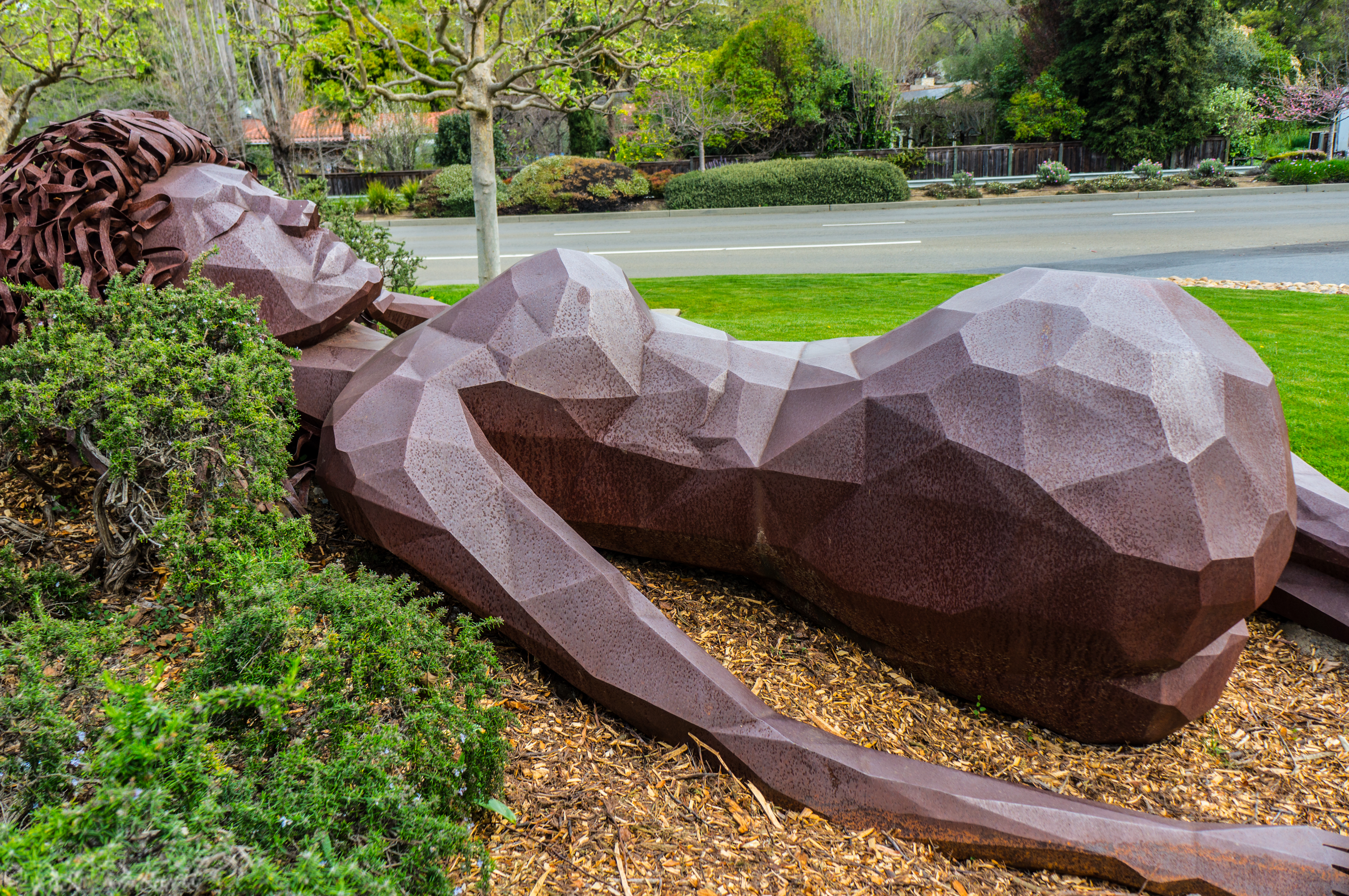 Photo of Greenbrae’s 17 foot nude woman statue “The Tamalpais Maiden”