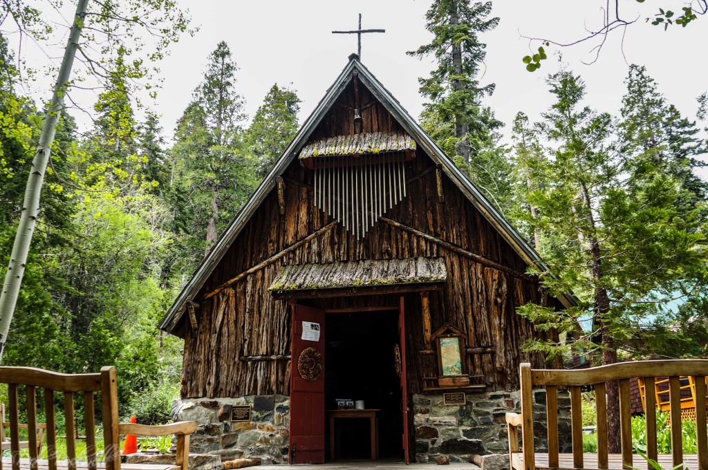 Looking at the front of the St. Francis of the Mountains chapel