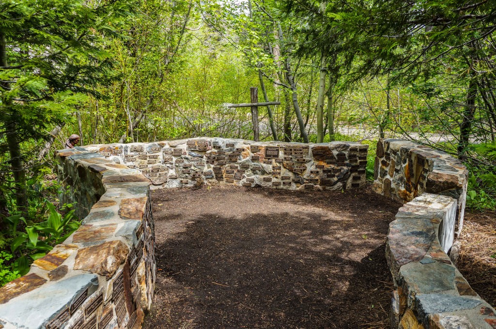 A view of the memorial garden for St. Francis of the Mountains