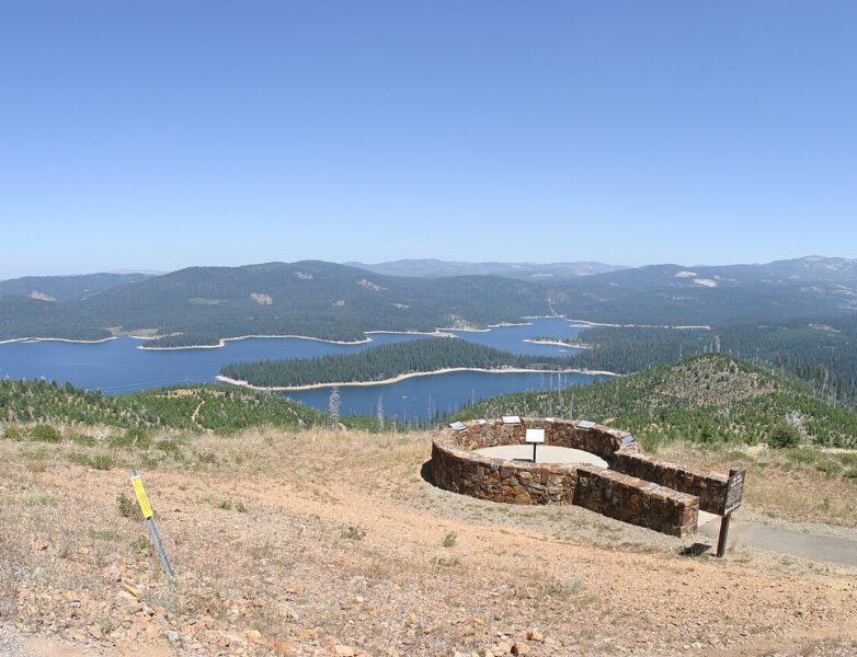 Looking at Union Valley Reservoir from Big Hill Lookout