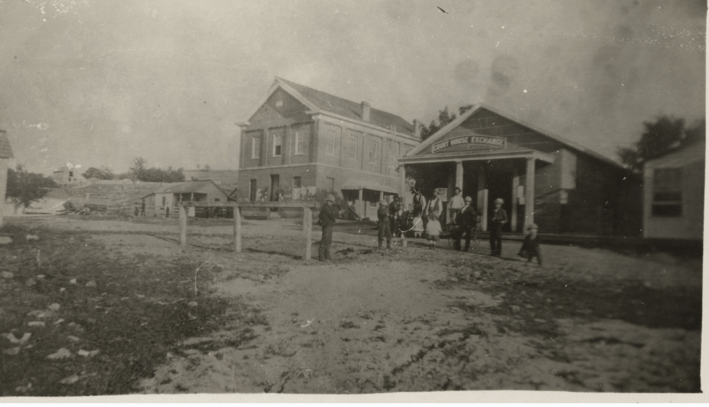 1866 Millerton post card of courthouse and nearby buildings.